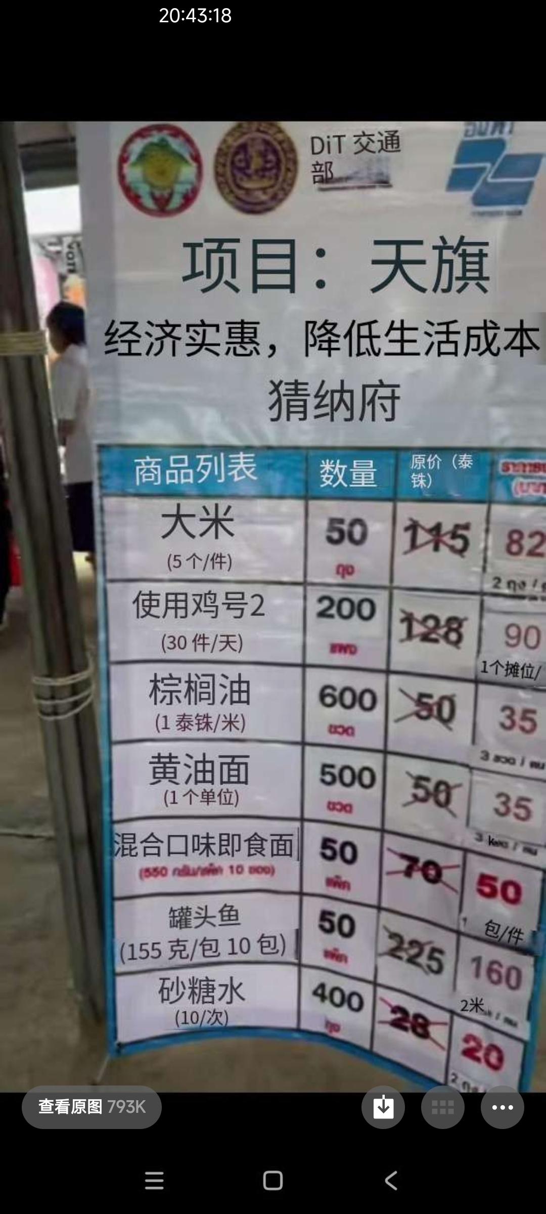 泰国猜纳府每月一次的农产品展销会

商家展出的大米，棕榈油，鱼罐头，方便面等商品