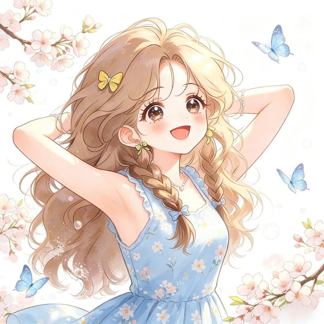 女生头像｜樱花瓣飘落，接住春日美好