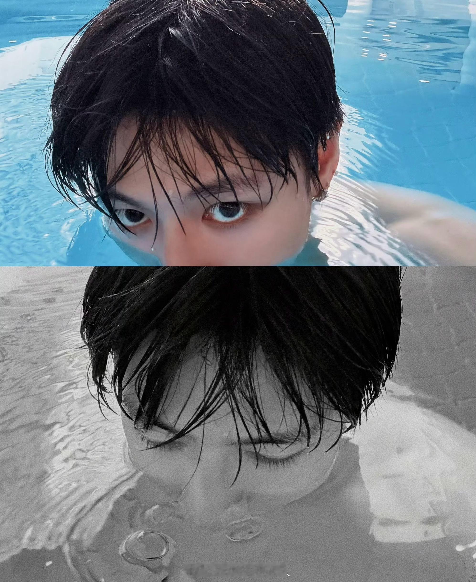 朱志鑫游泳朱志鑫又去游泳啦🏊♂️🏊♂️素颜帅成啥了，还在水里藏了字。。 