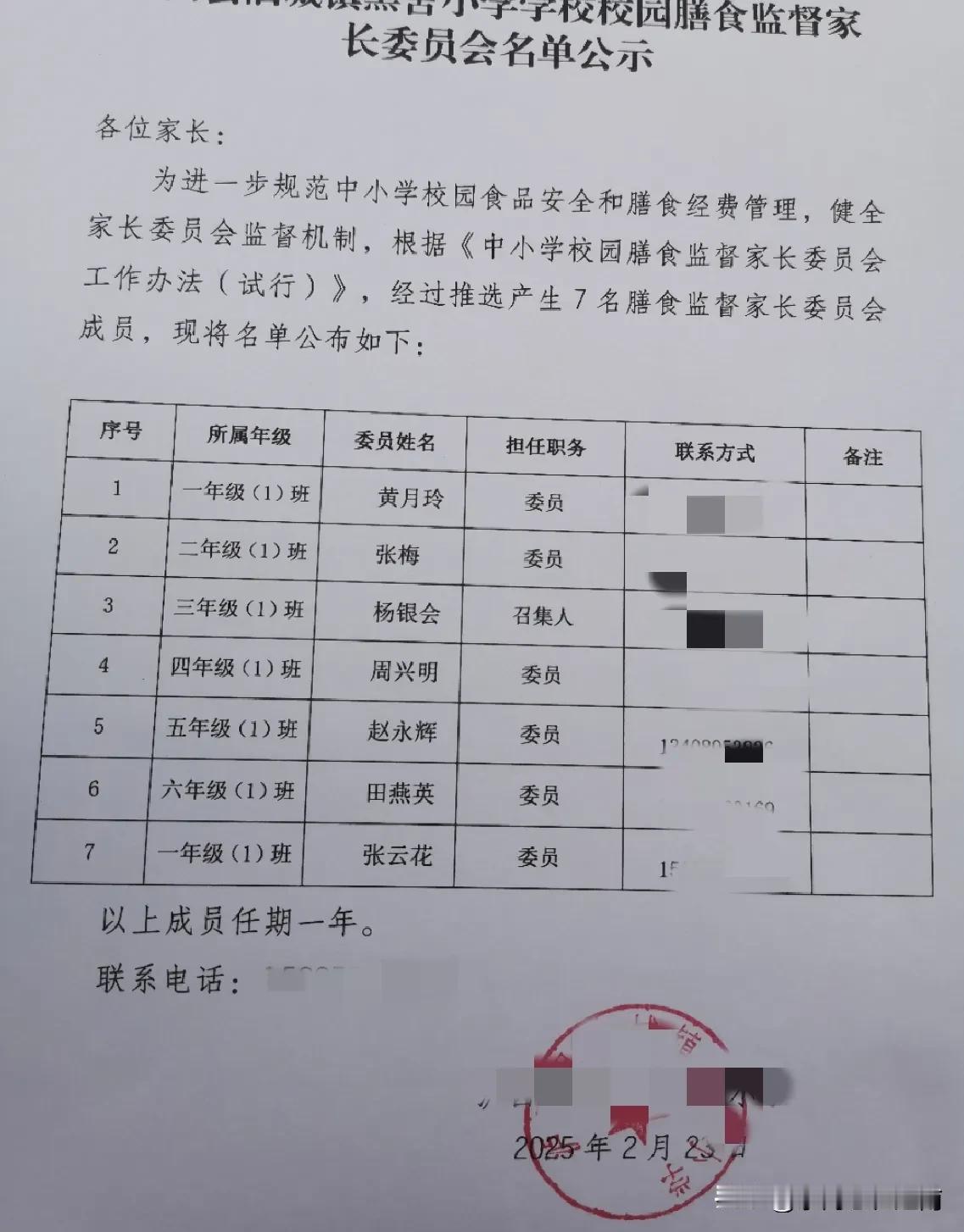 今天孩子班主任在群里发了信息，关于设立食堂监管委员会，监管学校的饭菜质量。每天的