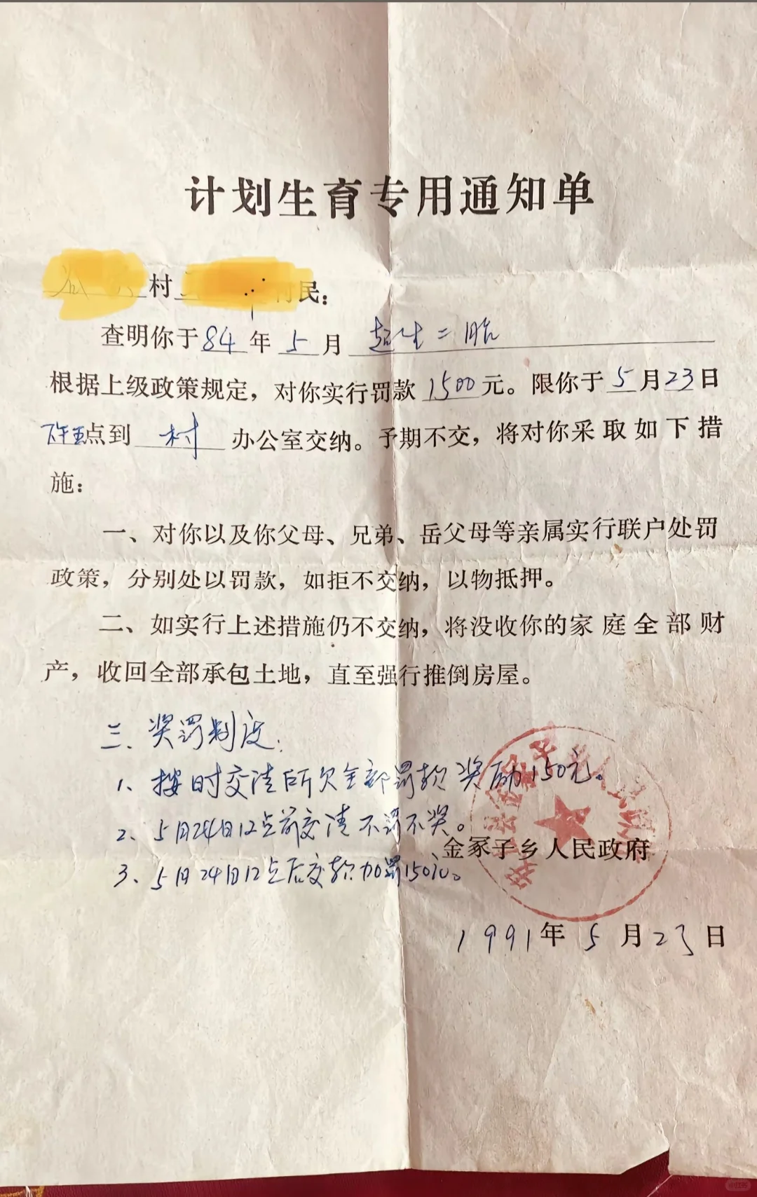当年的计划适应罚款标准是什么？