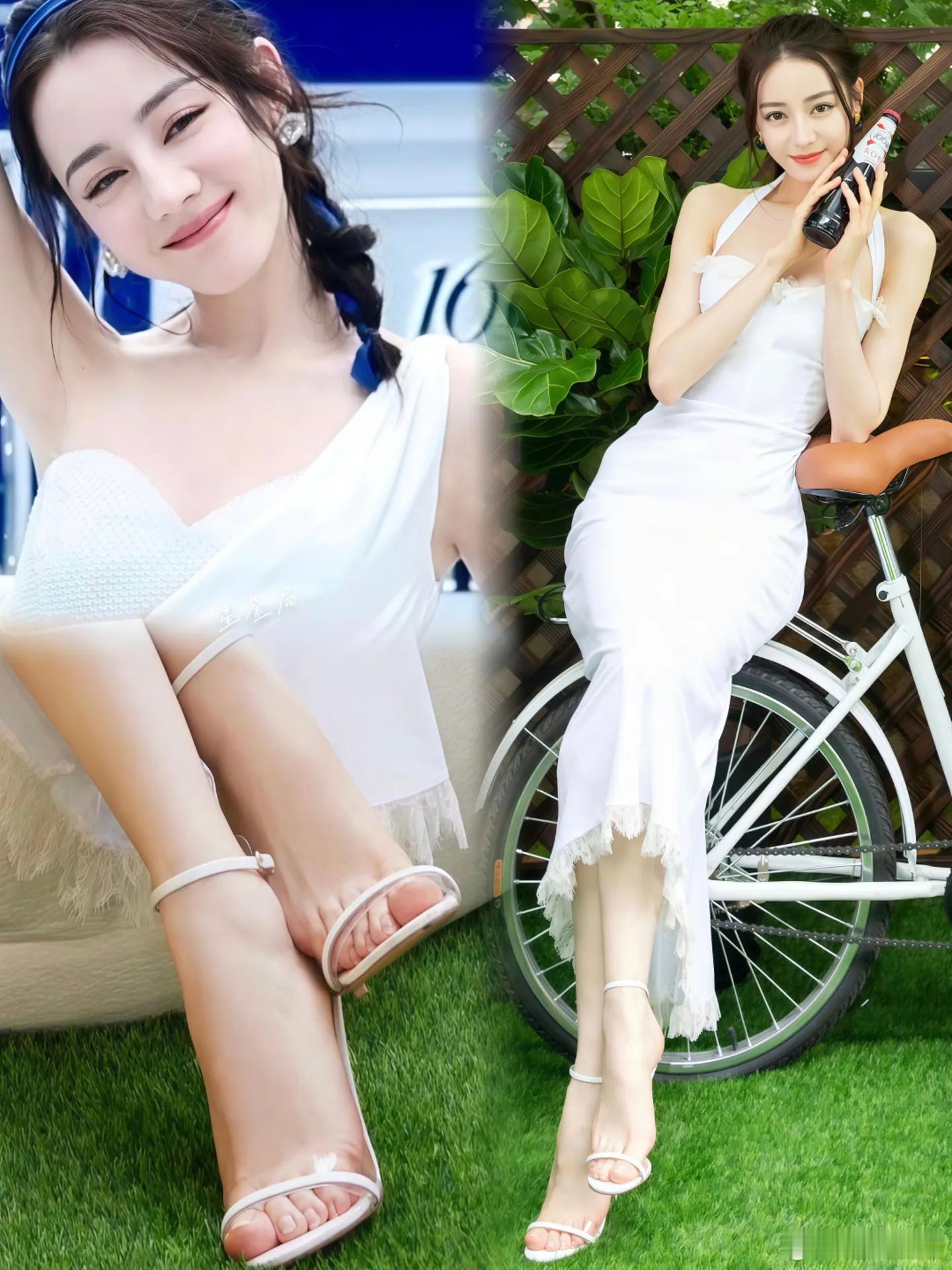 迪丽热巴白裙高跟。性感大长腿 高颜值美女 ​​​