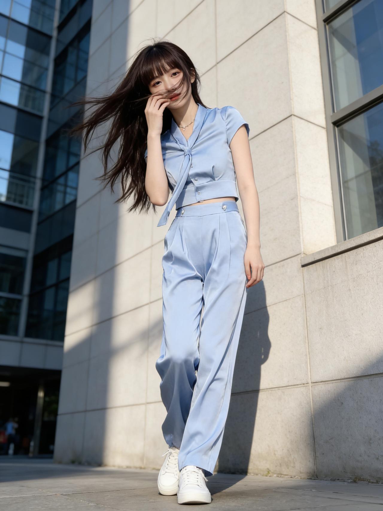 想要成为元气少女，轻松驾驭都市风穿搭，这几个搭配思路得码住。
上短下长是永远的神