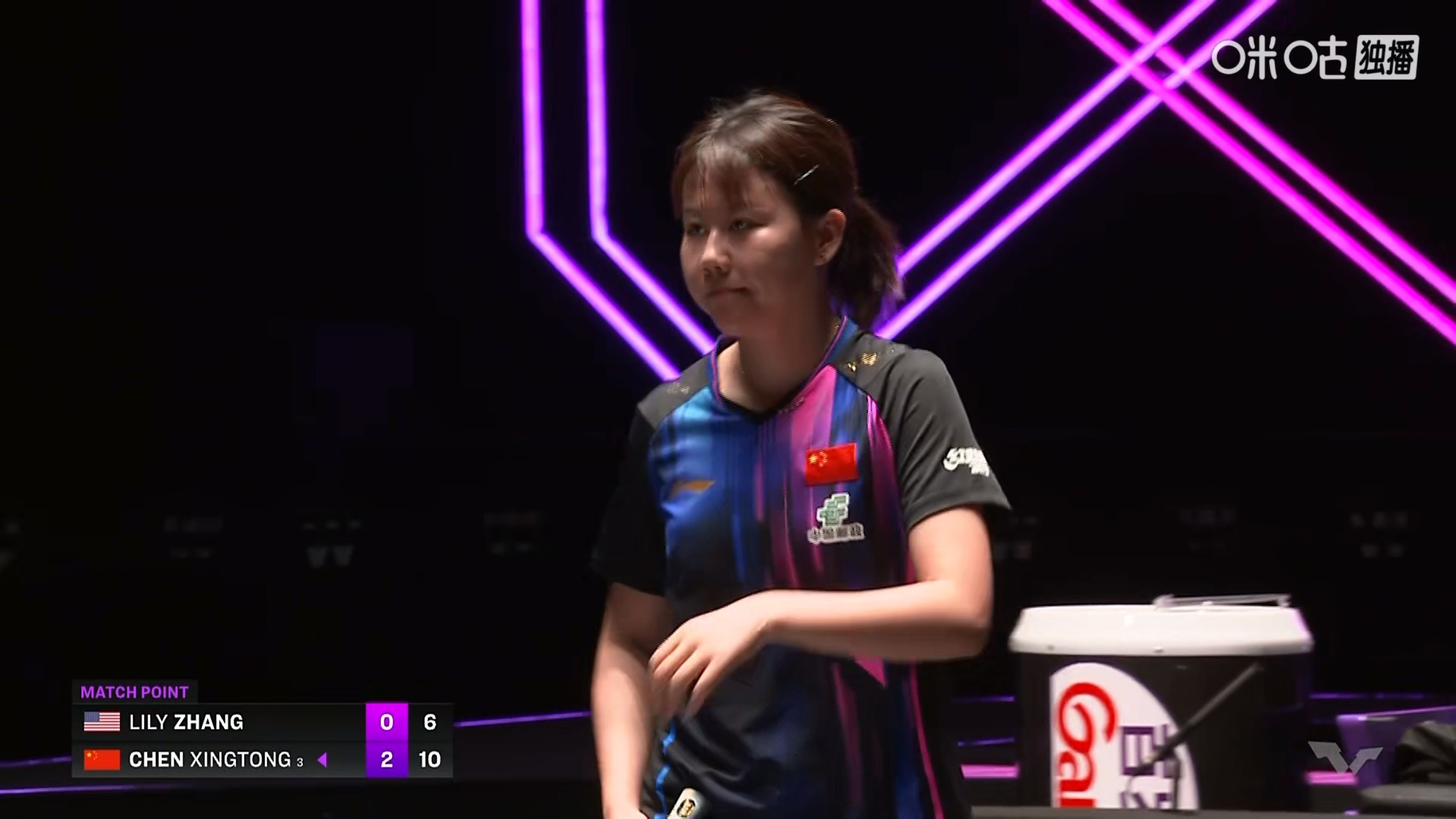 陈幸同3比0张安(11-1，11-8，11-6)晋级女单第二轮WTT澳门冠军赛2