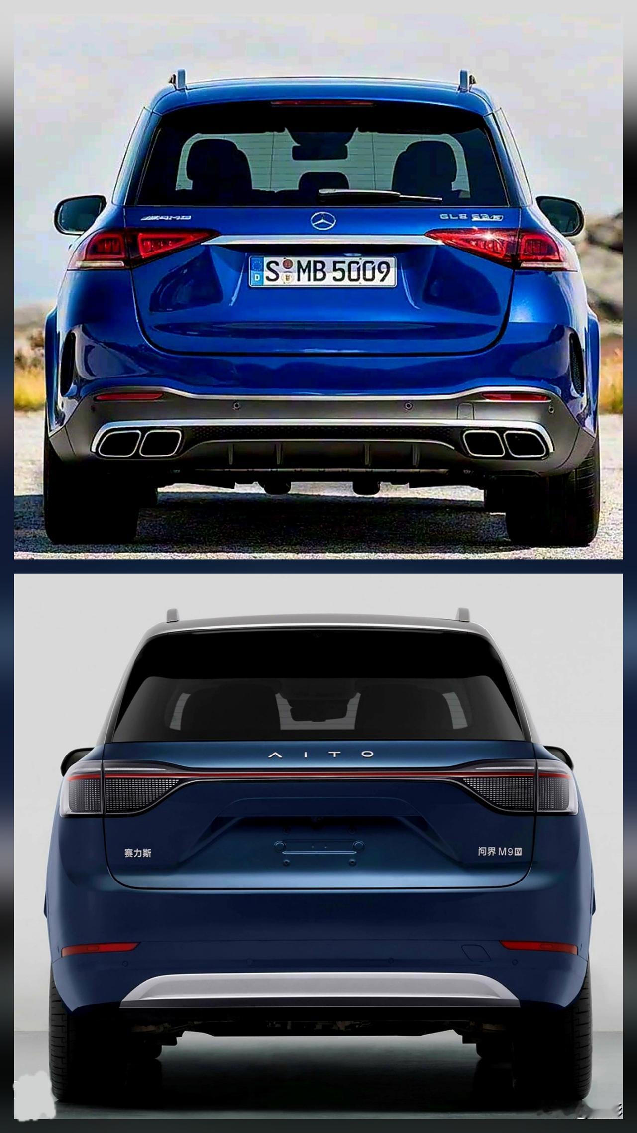 汽车的尾部设计非常重要，奔驰GLE尾部远胜问界M9。
国产车很多都是这个问题，不