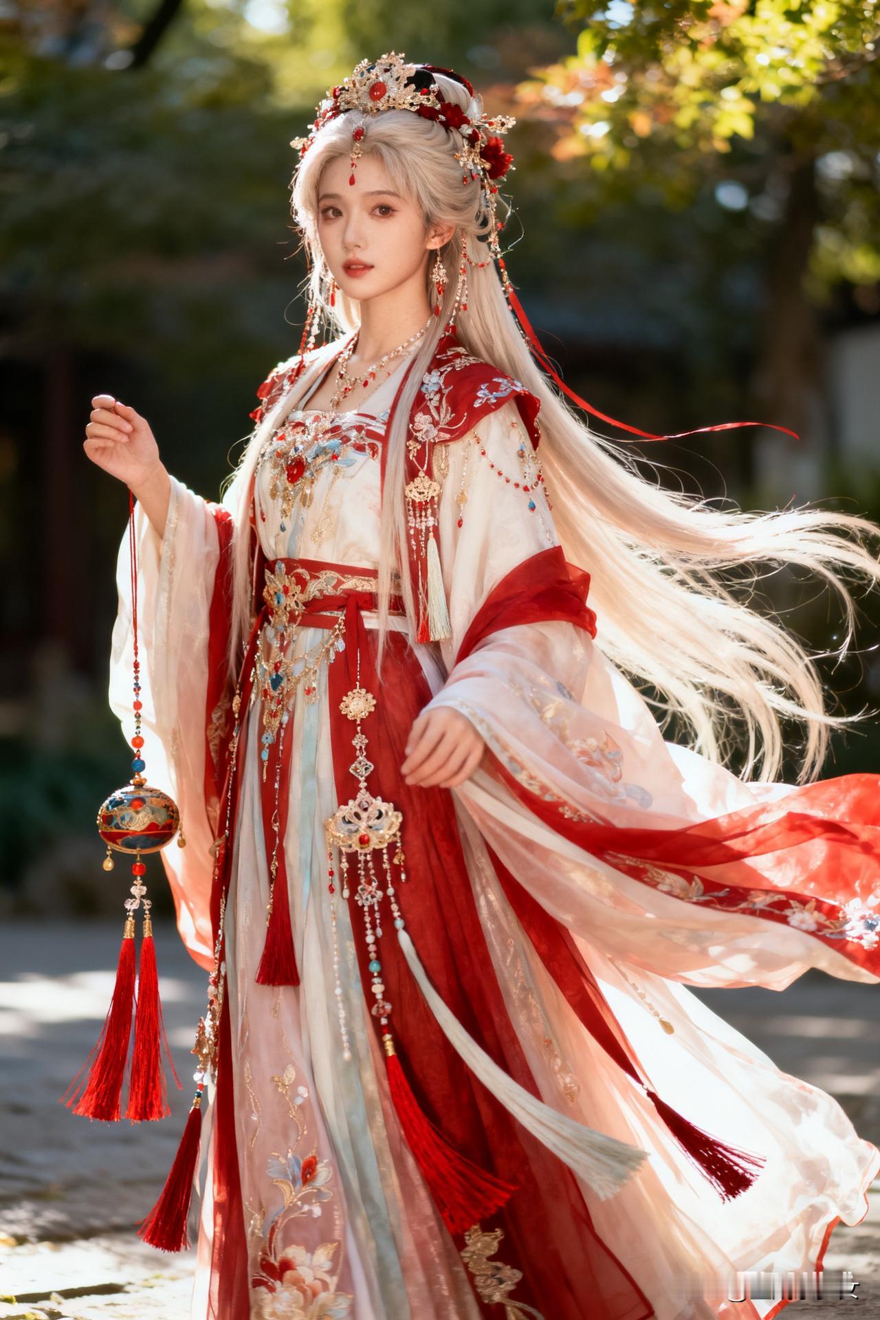 红衣古装美人！古韵红衣女神