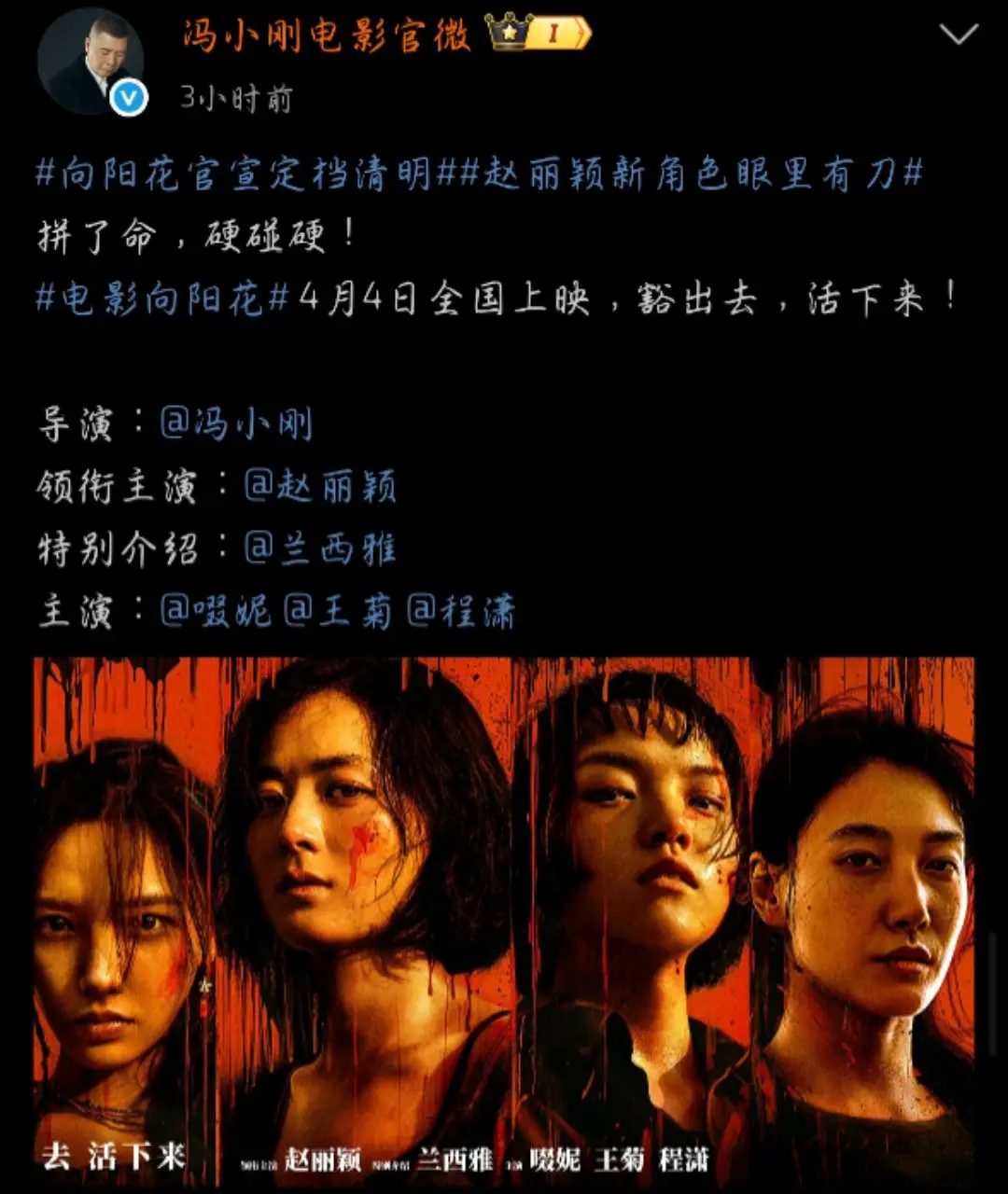 一整个期待住了 。兰西雅 向阳花定档