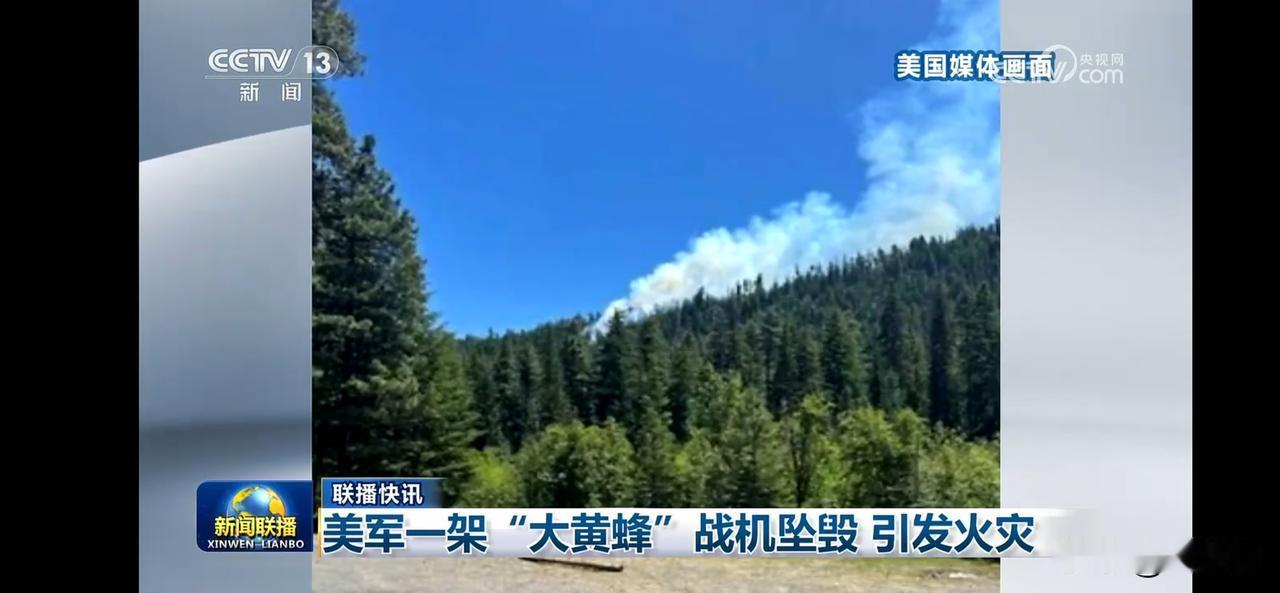 美军“大黄蜂”战机坠毁引发火灾。