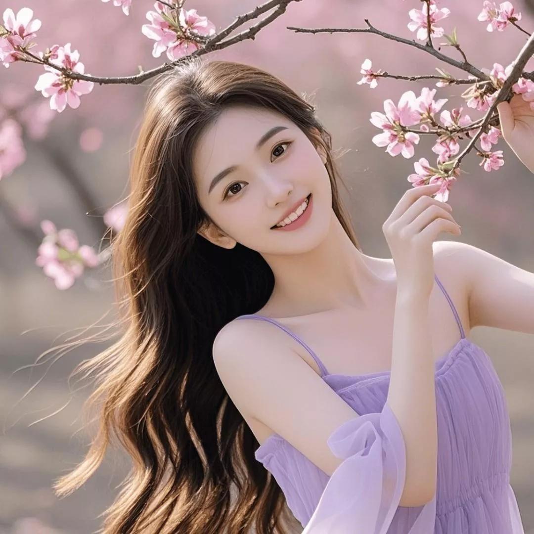 樱花季少女，微笑着与春天同行。花海少女照 樱花氛围感照片 樱花美照 路过的风景樱