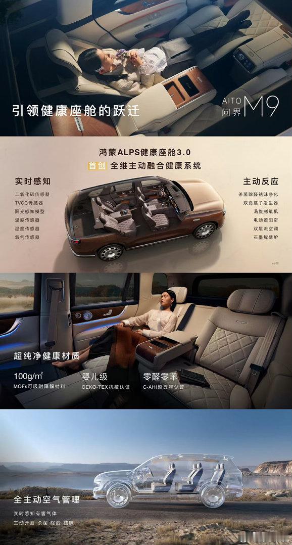 问界M9首发搭载超40项行业首创技术功能和技术真的是遥遥领先的呀，而且在各个方面