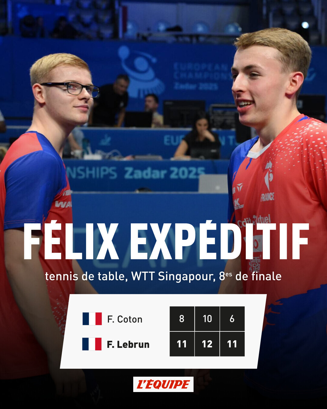 费利克斯·勒布伦18分钟横扫弗拉芬·科顿，晋级新加坡大满贯四分之一决赛这只是一个