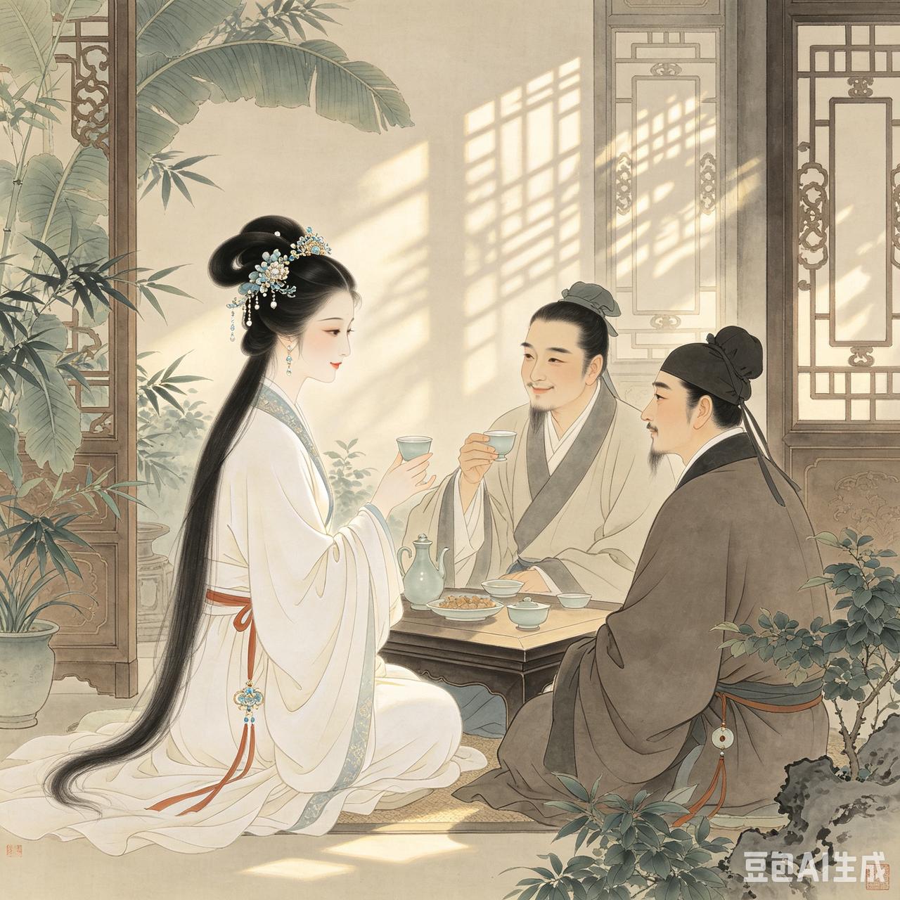 襄阳士子周伦，一日，好友蔡坚前来拜访。
周伦让妻子张氏设宴款待，张氏在一旁斟酒添