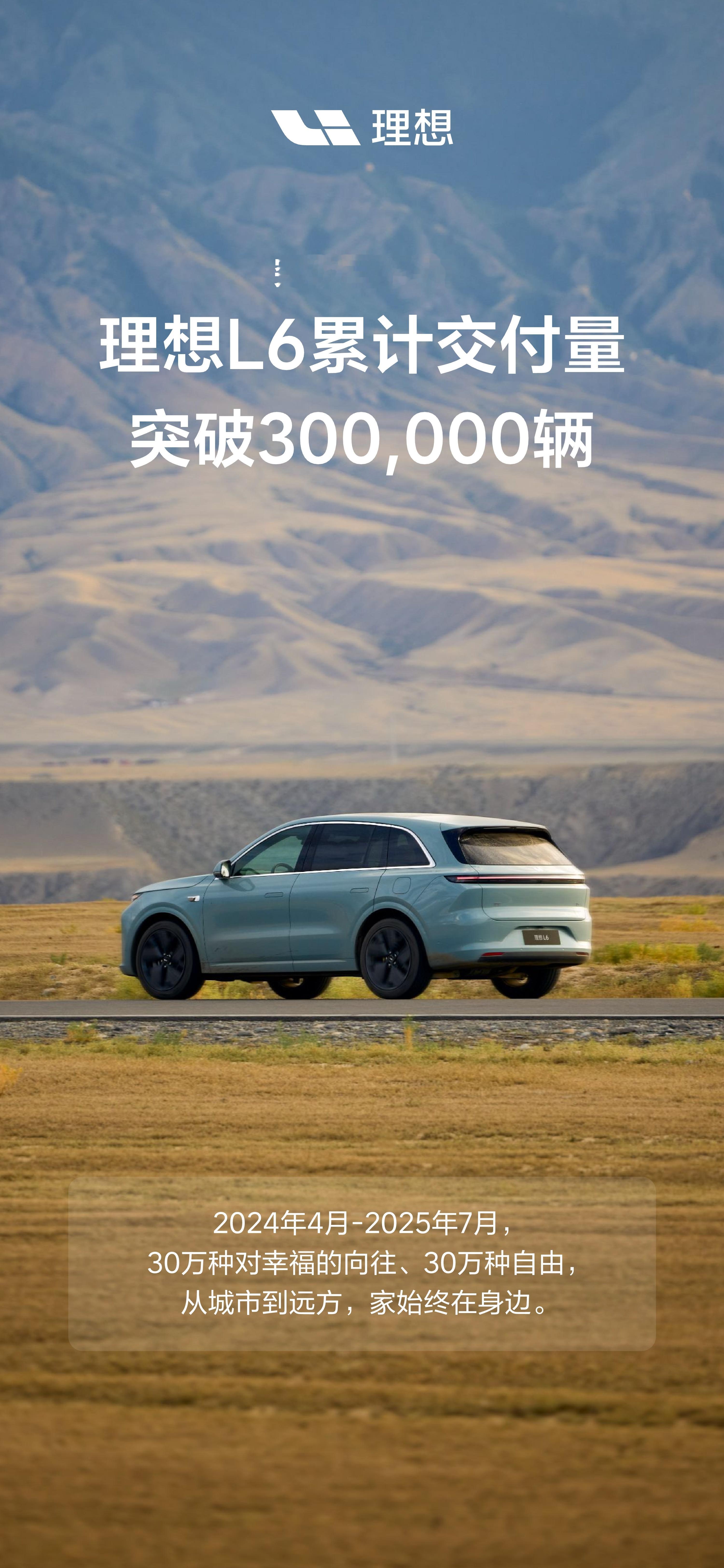 理想L6 这么快累计交付突破30万辆，牛！ ​​​
