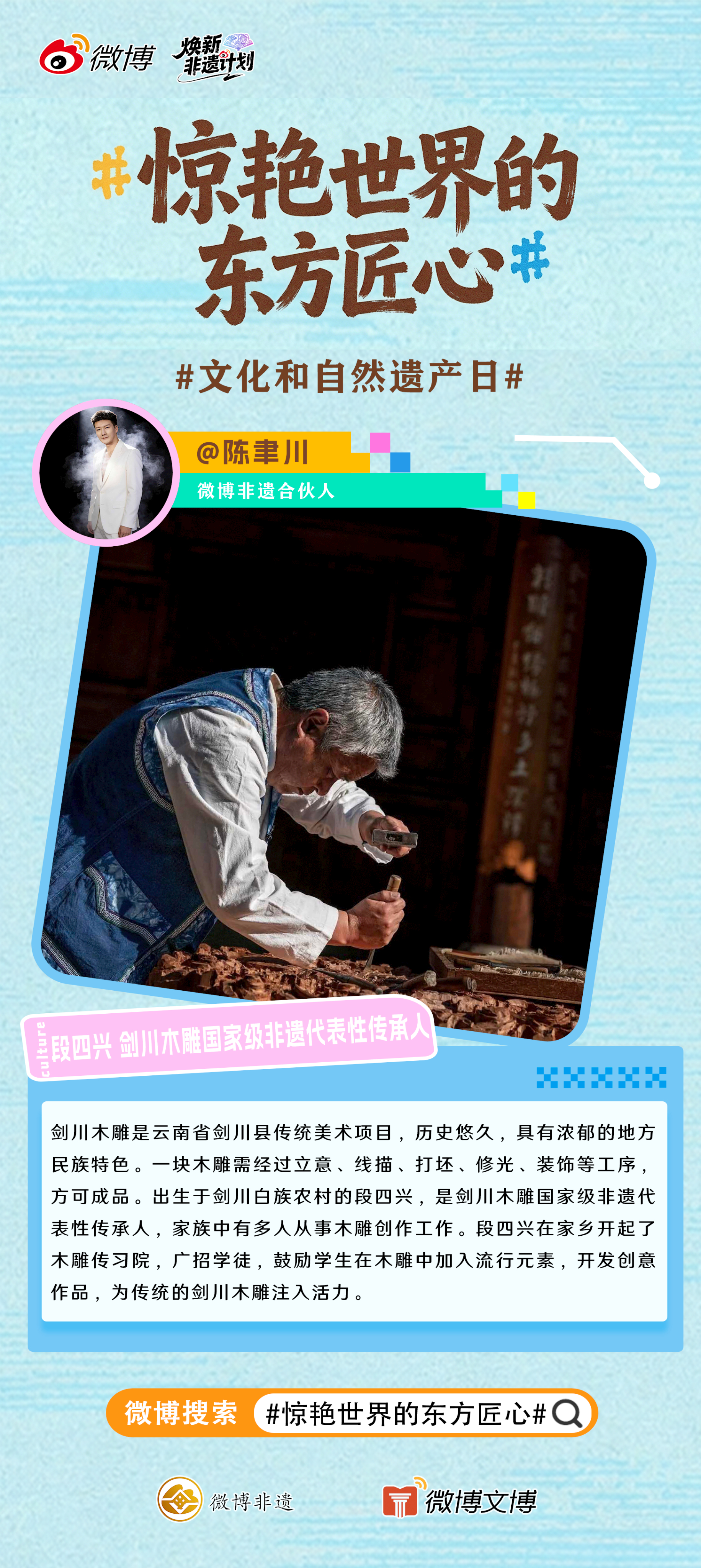 剑川木雕是云南省剑川县传统美术项目，历史悠久，具有浓郁的地方民族特色。一块木雕需