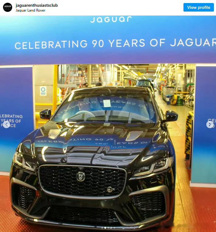 最后一辆F-Pace下线，捷豹终结90年燃油车历史。  目前捷豹正全力推进电动化