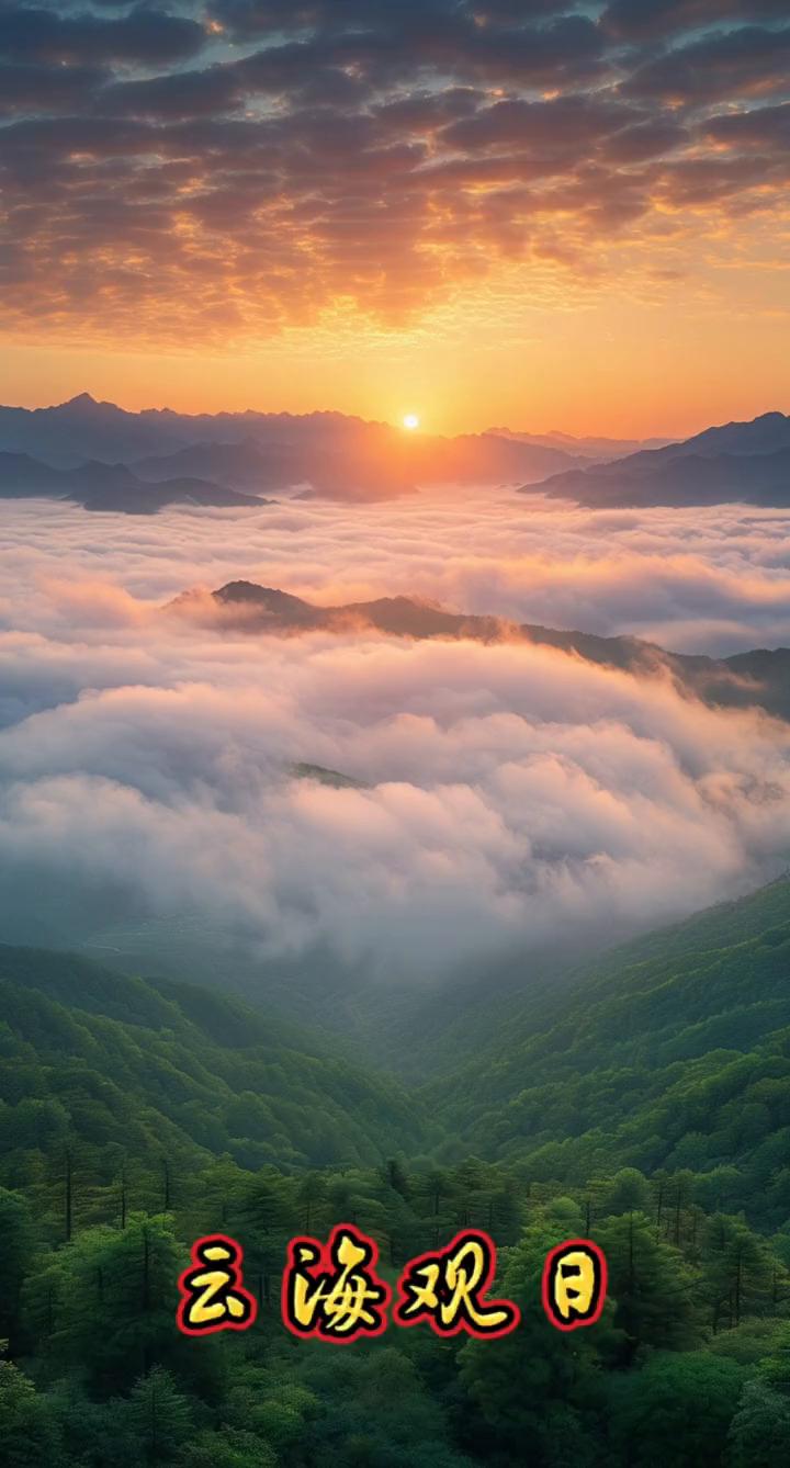 云海观日。
让心儿与晨雾和朝霞齐白。