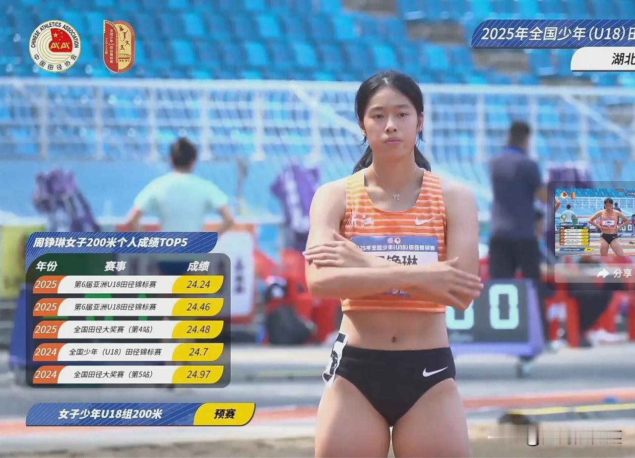 女子200米预赛(全国U18田径锦标赛)
U16组预赛前三：
1、庄雨轩（福建）
