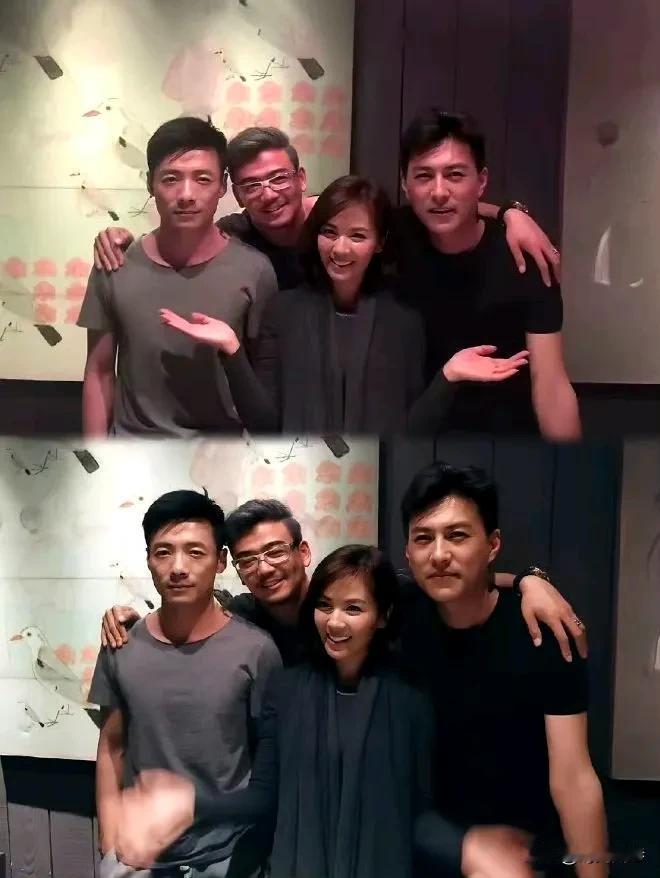 这四位影视演员合照中，除了大帅哥老干部靳东，还有温婉美女刘涛外，其他的两位是不是