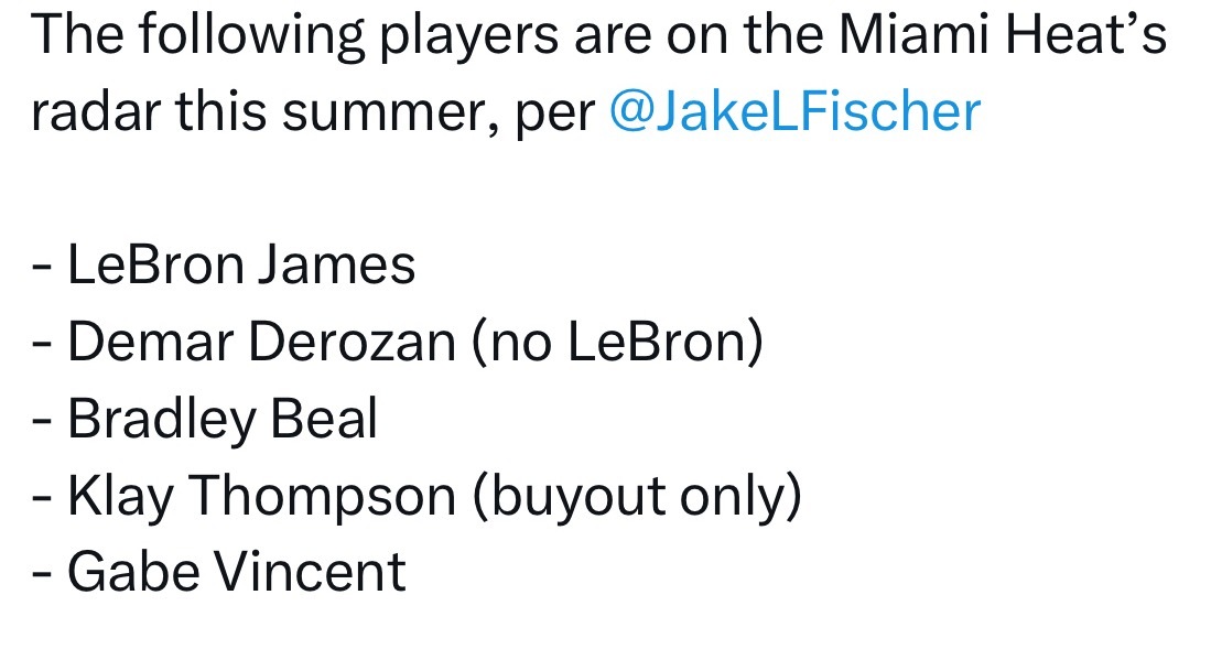Jake Fischer谈热火今年休赛期的引援目标：勒布朗·詹姆斯德马尔·德罗赞
