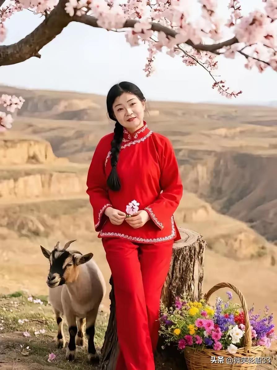 天净沙·黄土高坡
黄坡窑洞残容，
红衣美女情浓。
不弄针黹牧冢。
歌谣轻送，
梦