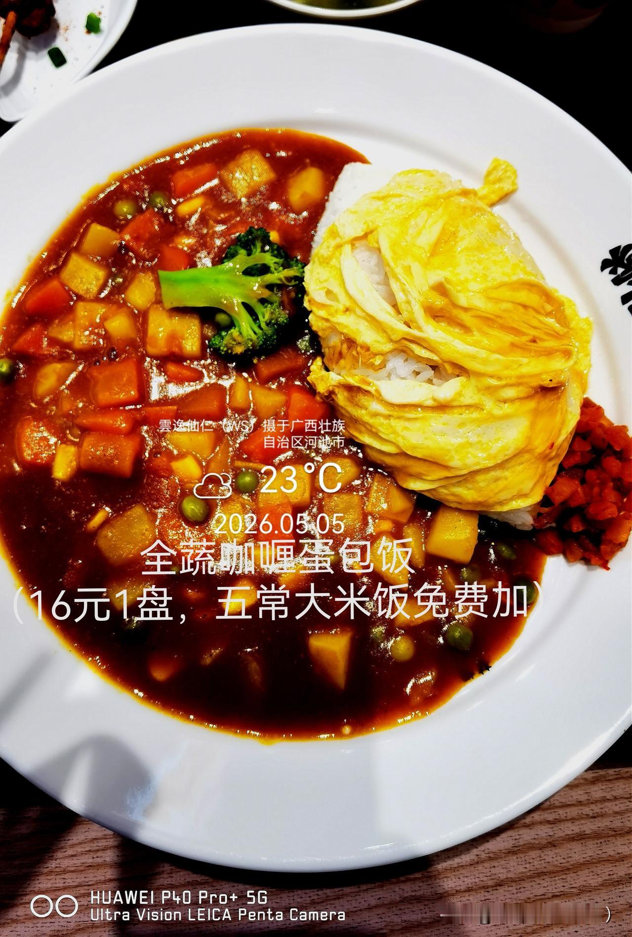 月居生活记录（9662）广西壮族自治区河池市（89）品尝小吃37：全蔬咖喱蛋包饭