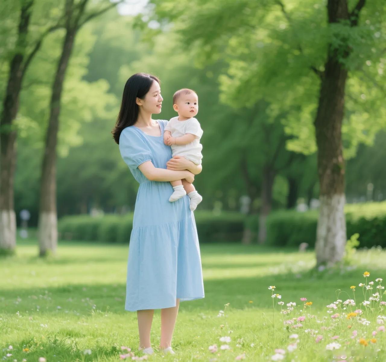 今天妹妹带着她四个月的宝宝，
来我们县城打防疫针，
这是我第一次见妹妹的孩子。