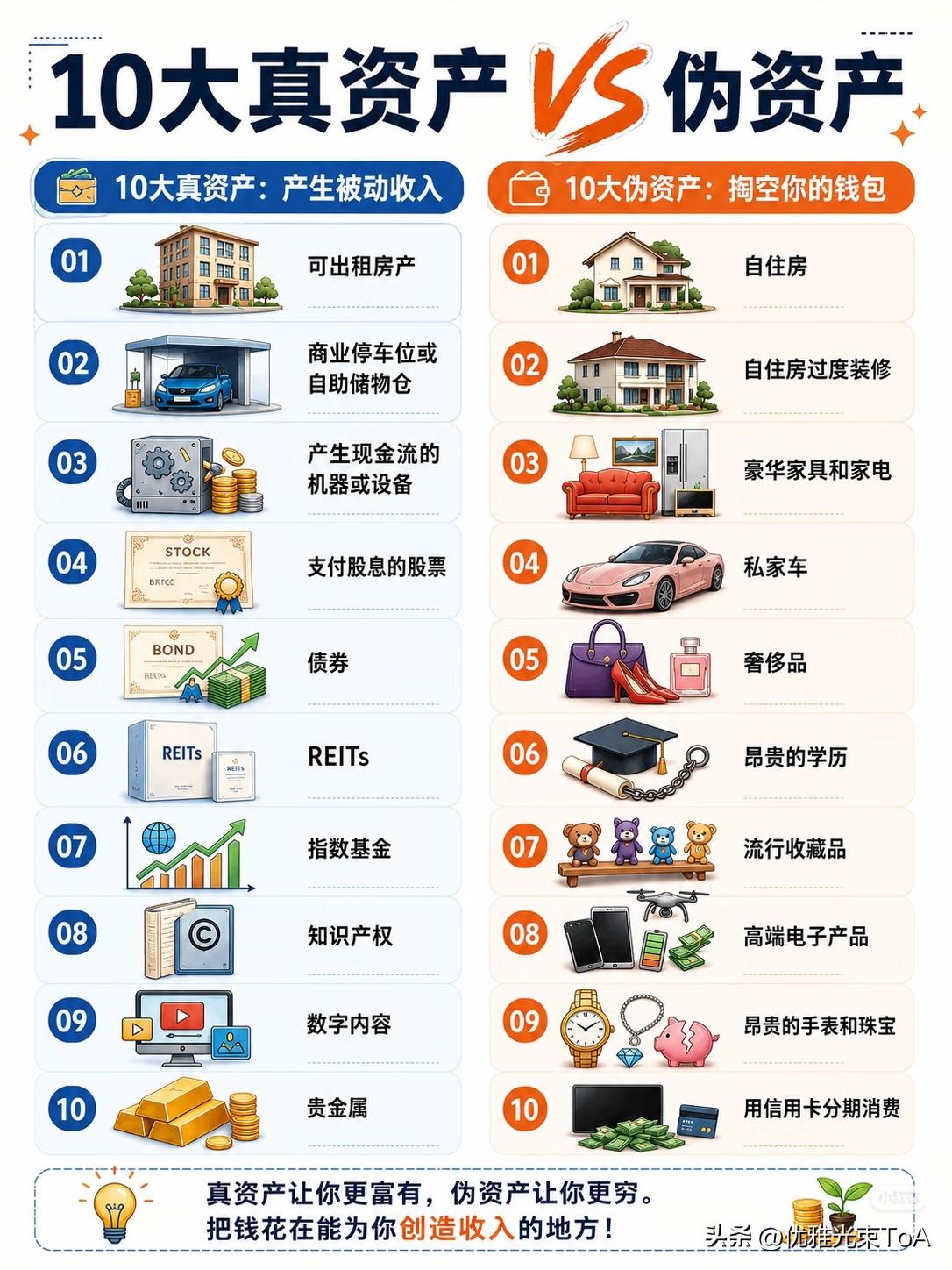 10大真资产VS伪资产！别让钱不知不觉被掏空☞☞☞
 
家人们，存钱容易守钱难！