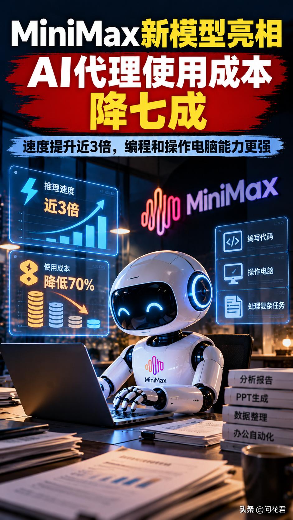 国产AI继续打价格战！MiniMax新模型成本降七成，速度还快了近3倍

国产A