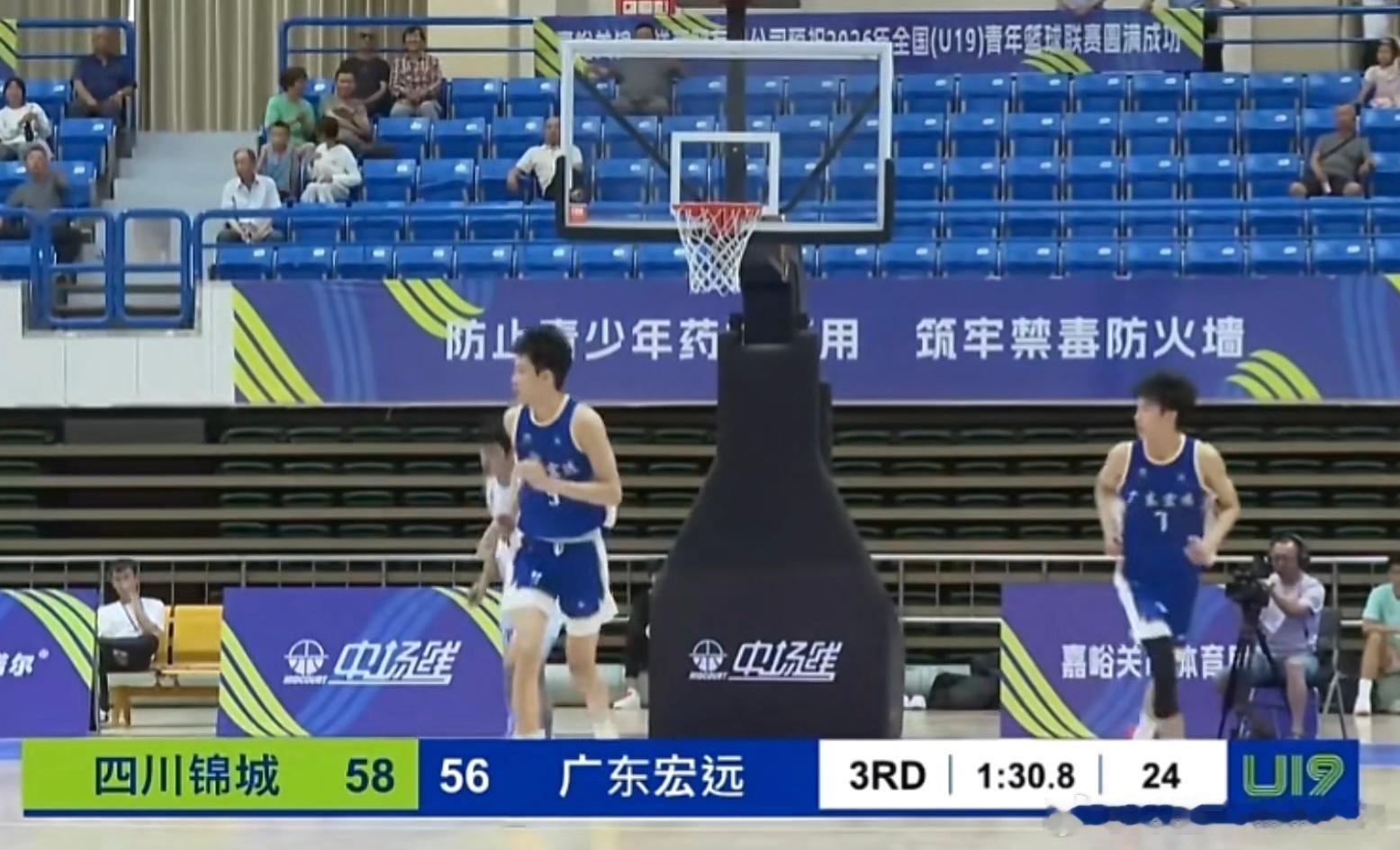 全国U19青年篮球联赛嘉峪关赛区小组赛今天继续开打，广东宏远U19迎战四川锦城U