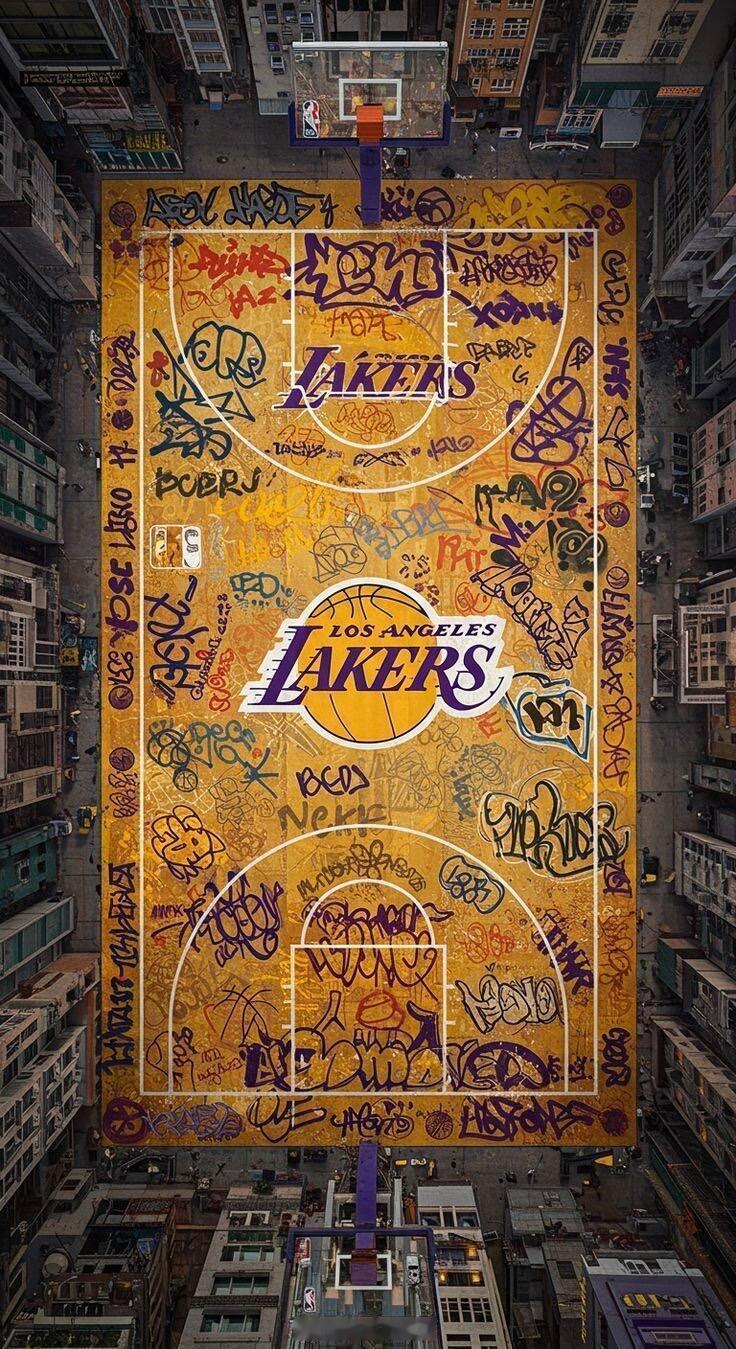 湖人球迷喜欢这种涂鸦球场吗？  cr：篮天下Dime 