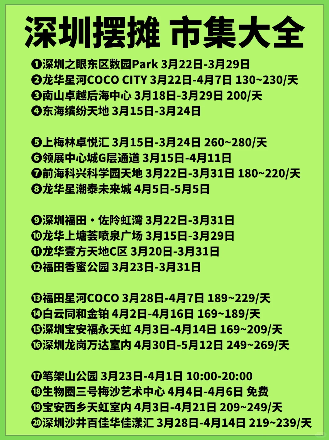 深圳摆摊，市集早知道❗️20个集市汇总🔥