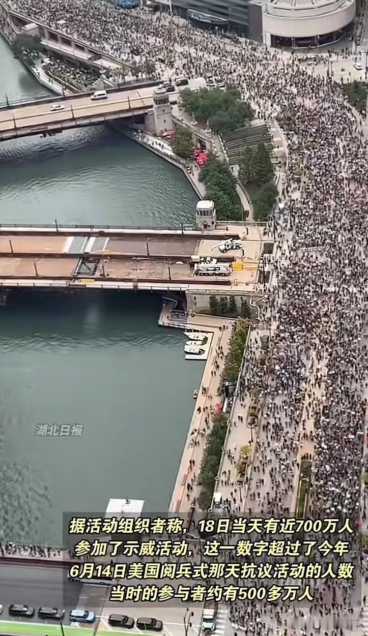 700万人上街游行，这也是打破历史记录了吧？
网上都在说老美现在内忧外患，但是也