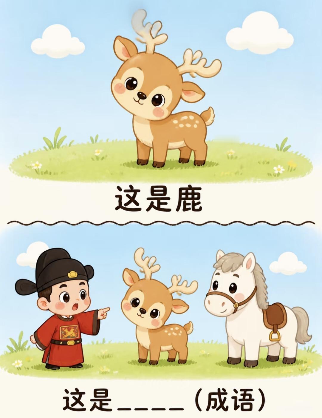 看图猜成语：指鹿为马，你几秒能反应过来？