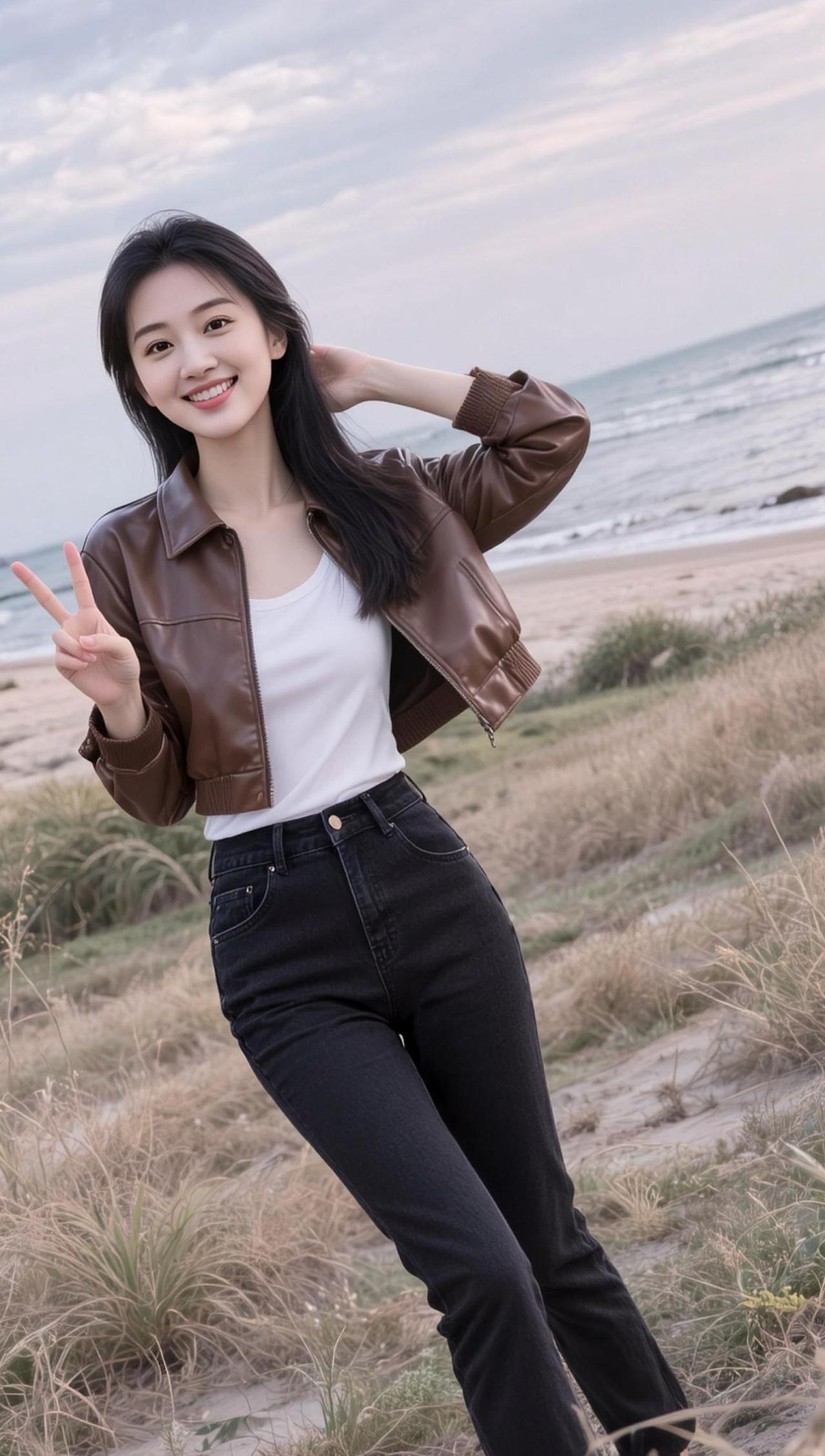 AI短皮夹克照 抖音ai创作 气质轻熟风 随拍