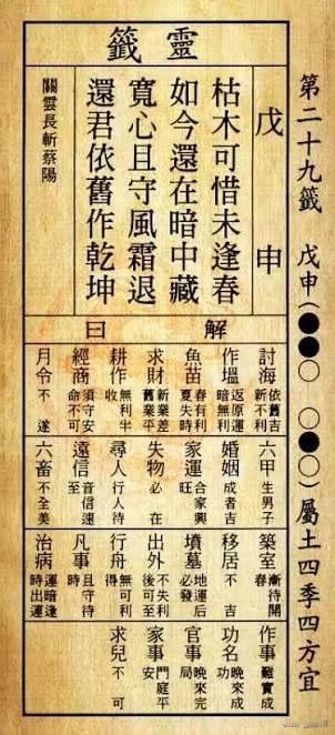 朋友在湾湾台北抽了一个签，不算很好的签，中下签那种吧。