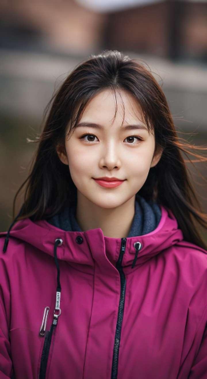 AI扩图 AI冲锋衣甜微笑