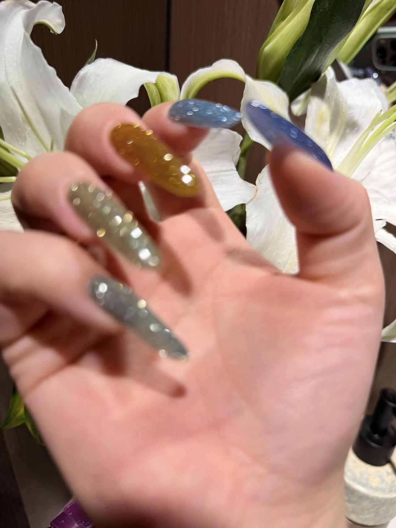 enoi碎钻已做：超美！！！✨enoi碎钻胶 爆闪美甲