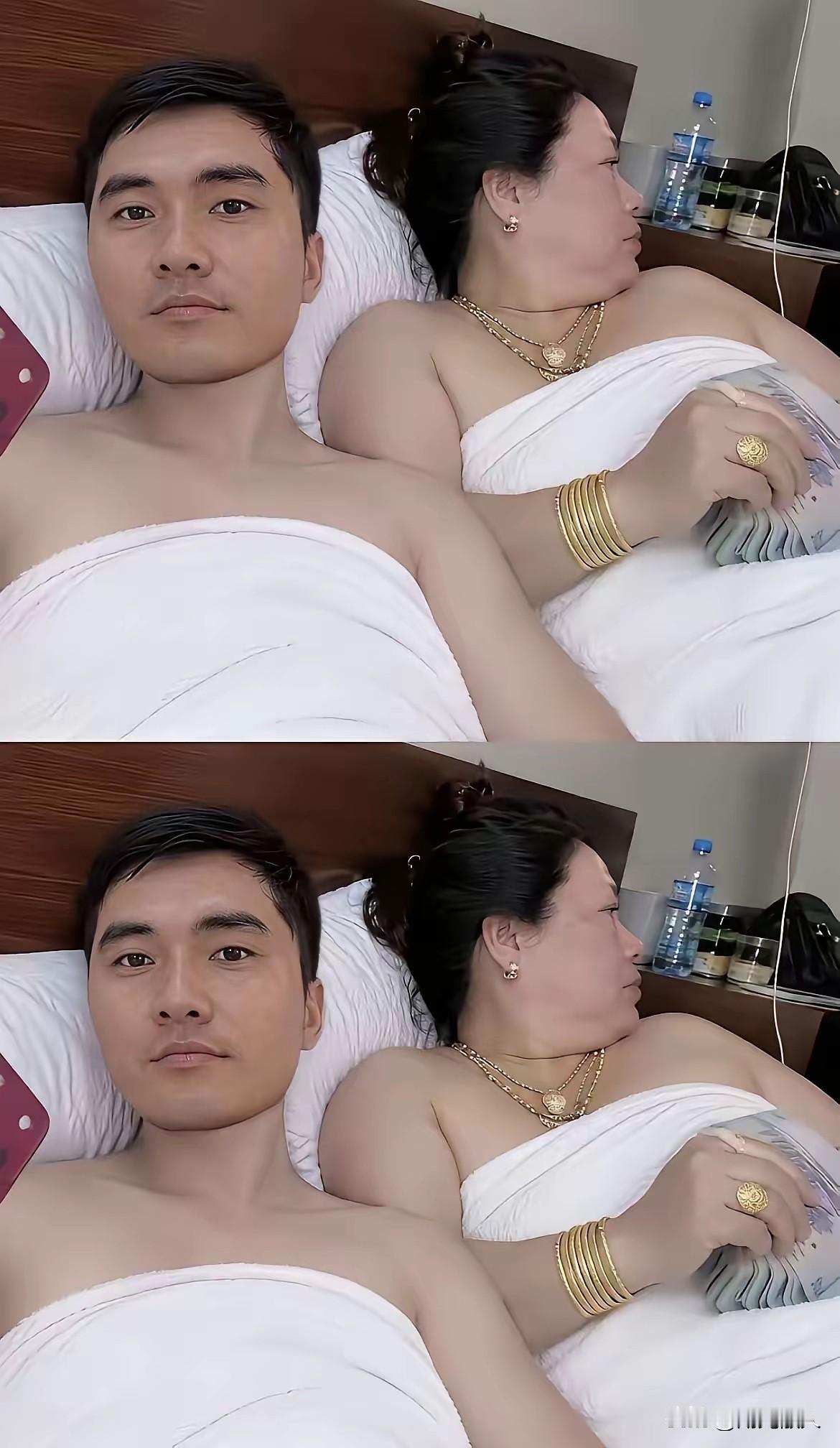 我把青春换明天，你用黄金钓小鲜。
这对组合也太现实了，各取所需，取长补短。
看到