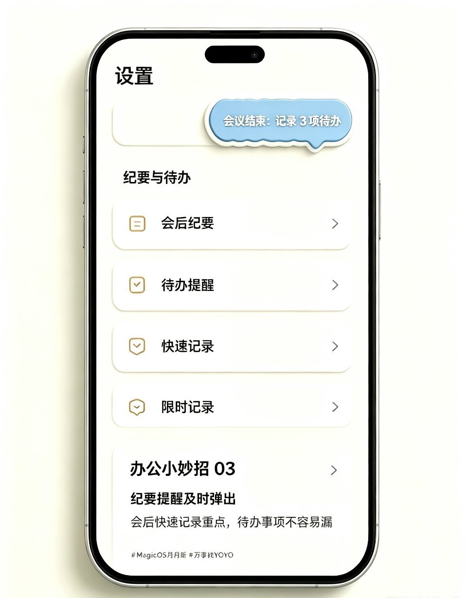 MagicOS月月新万事找YOYO6条YOYO胶囊会议办公小妙招✨1. 会议日程