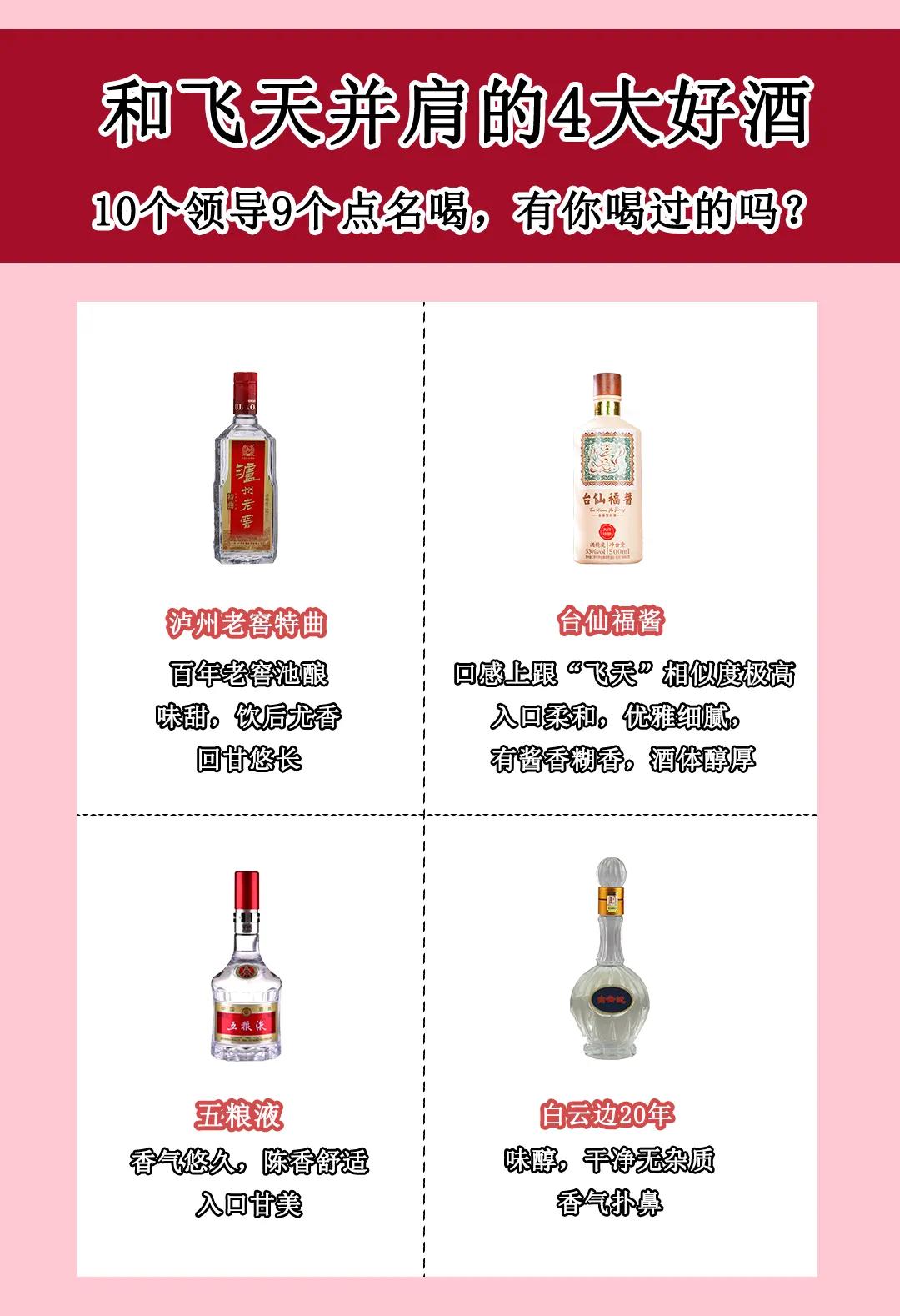 和飞天并肩的4大好酒，10个领导9个点名喝，有你喝过的吗？

1.泸州老窖特曲
