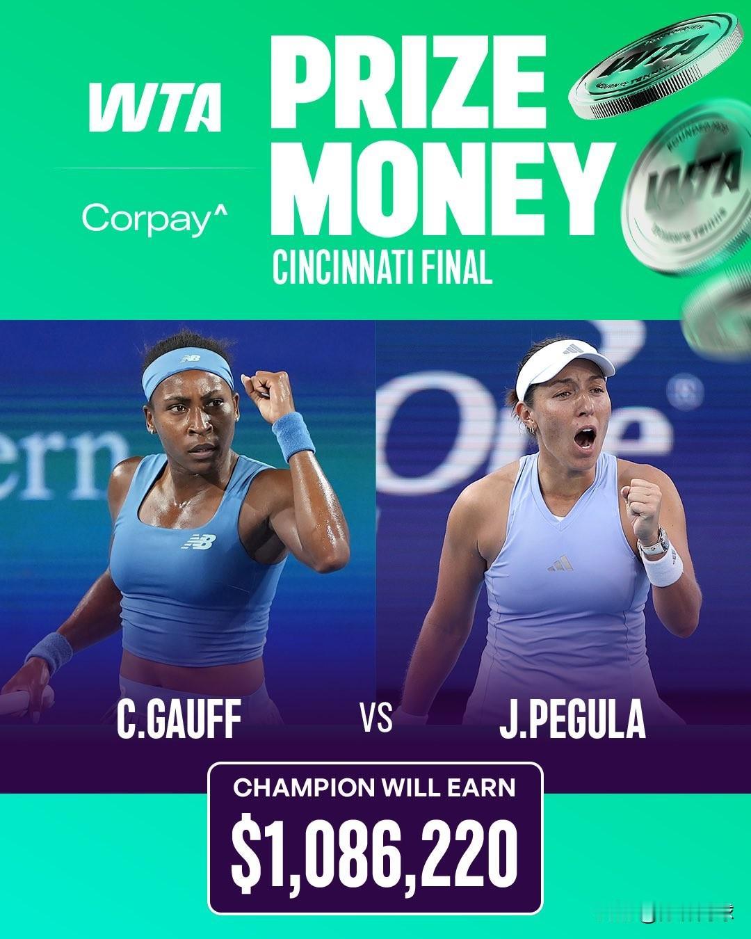 WTA1000辛辛那提决赛
07:00,🇺🇸高芙vs佩古拉🇺🇸
交手：高