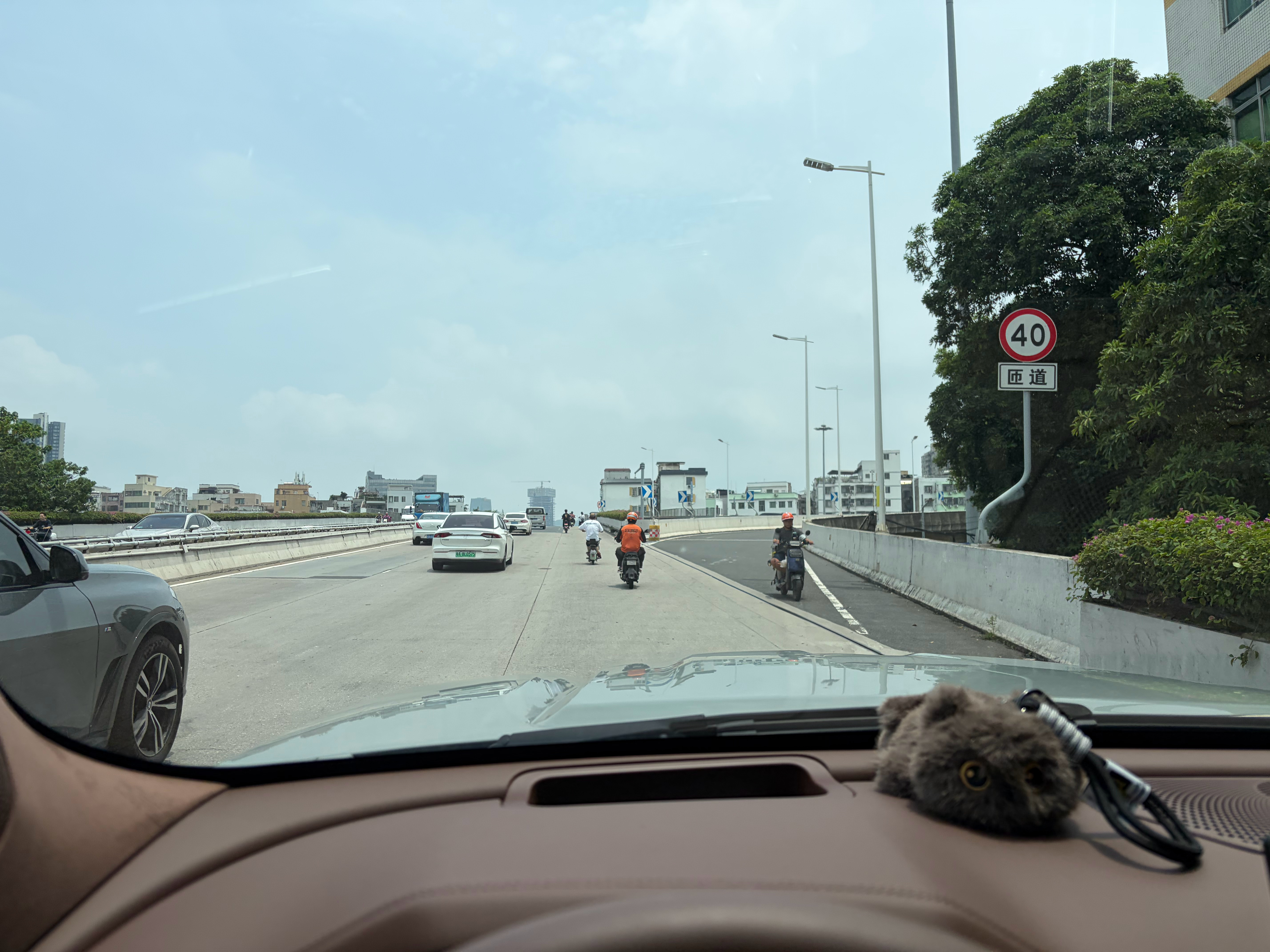 广州交通现状…高架上有电动车，可以理解。毕竟很多地方如果不走高架，要绕很远的路。
