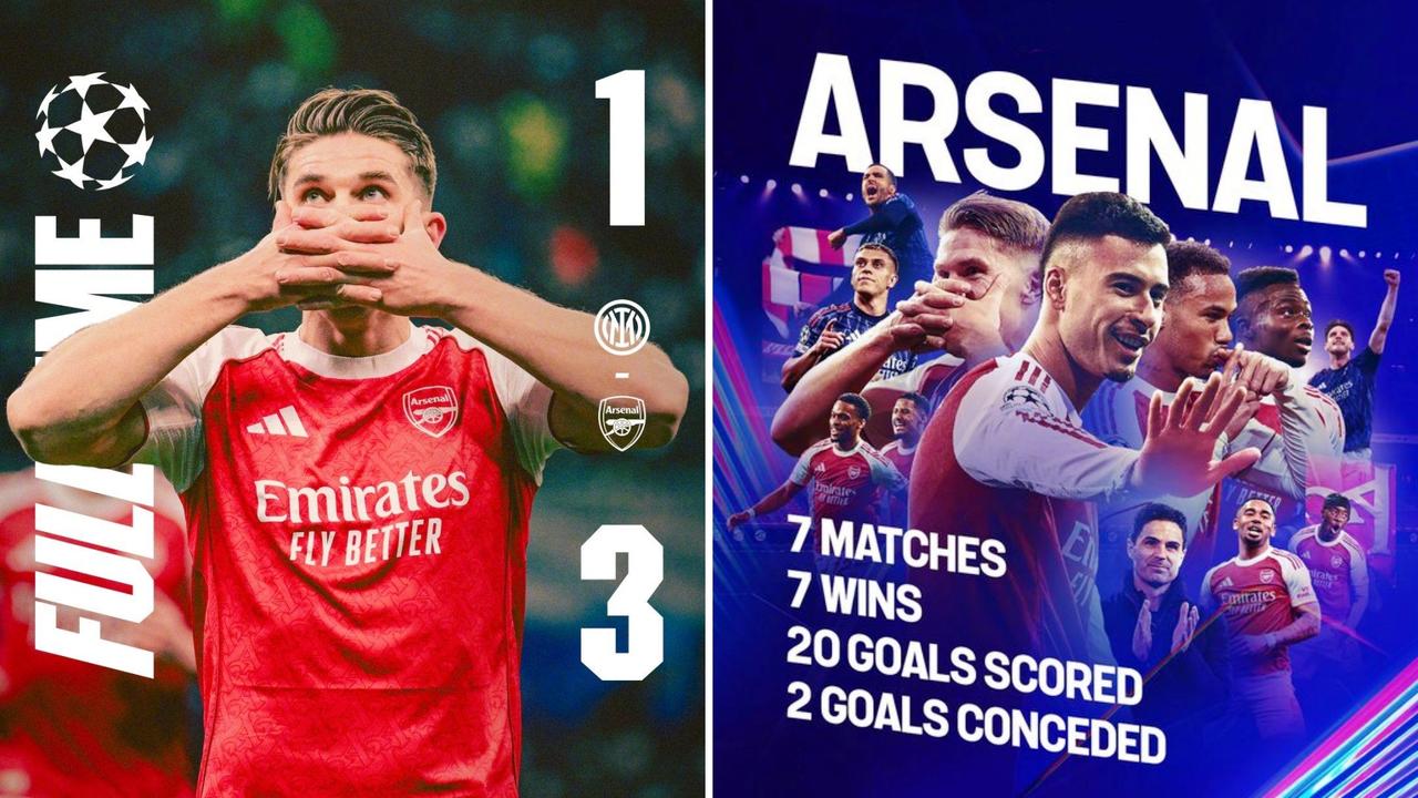 欧冠：阿森纳客场3-1击败国米，欧冠7战保持全胜。
热苏斯双响，苏契奇扳回一城，