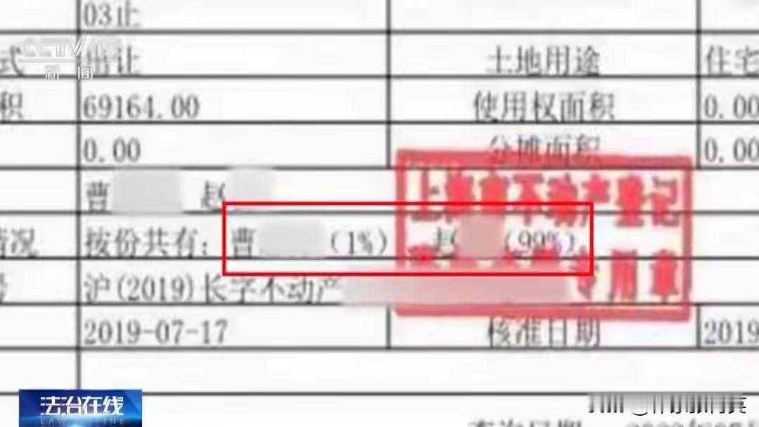 顺风车上相识并闪婚：千万房产登记闪婚妻名下，半年后她起诉要分99%

上海男子曹
