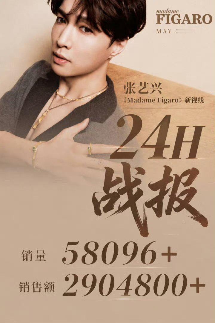 张艺兴费加罗杂志《Madame Figaro》5月刊24小时内销量突破58000