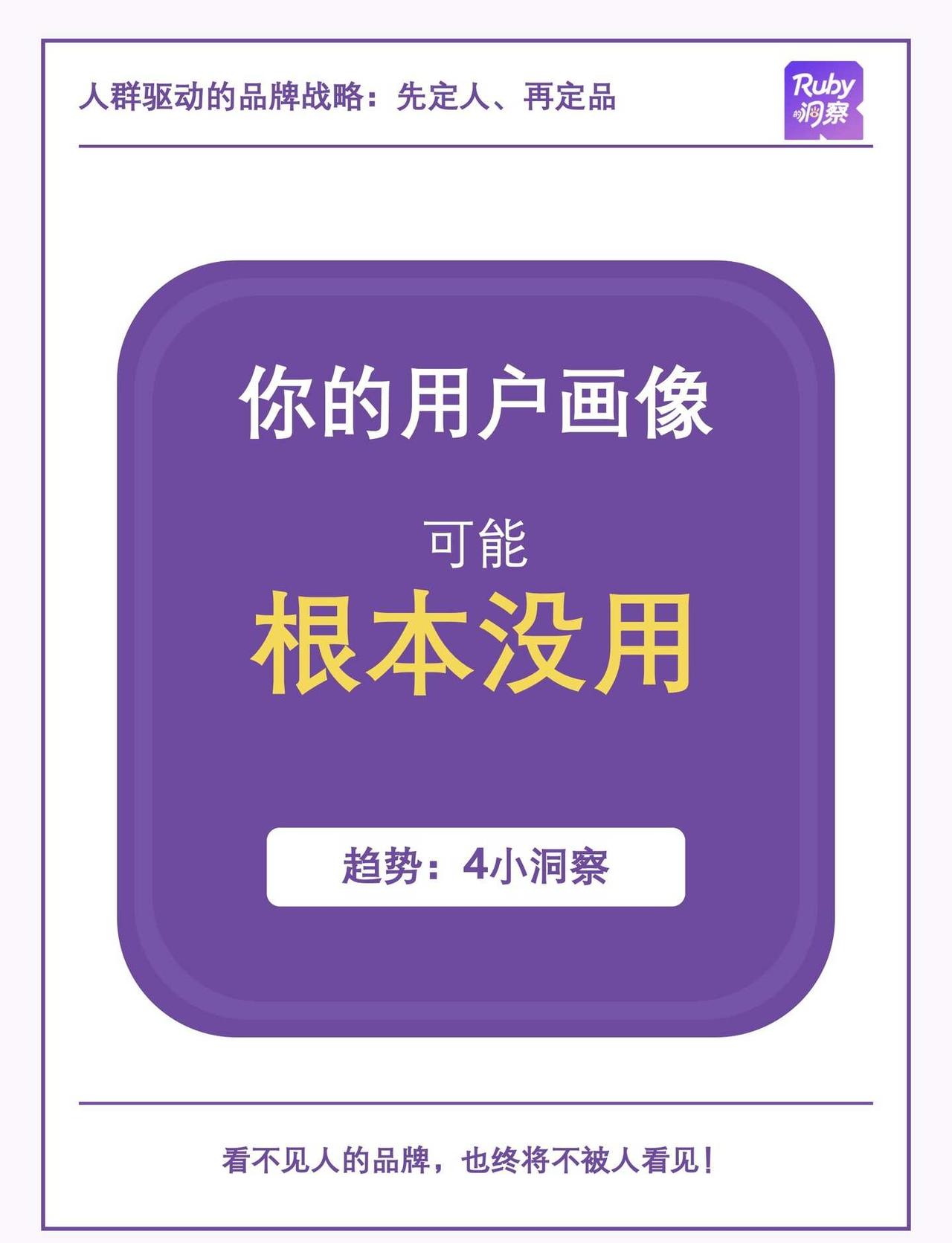 你的用户画像可能根本没用！趋势：4小洞察
Ruby的洞察 消费者洞察 品牌营销 