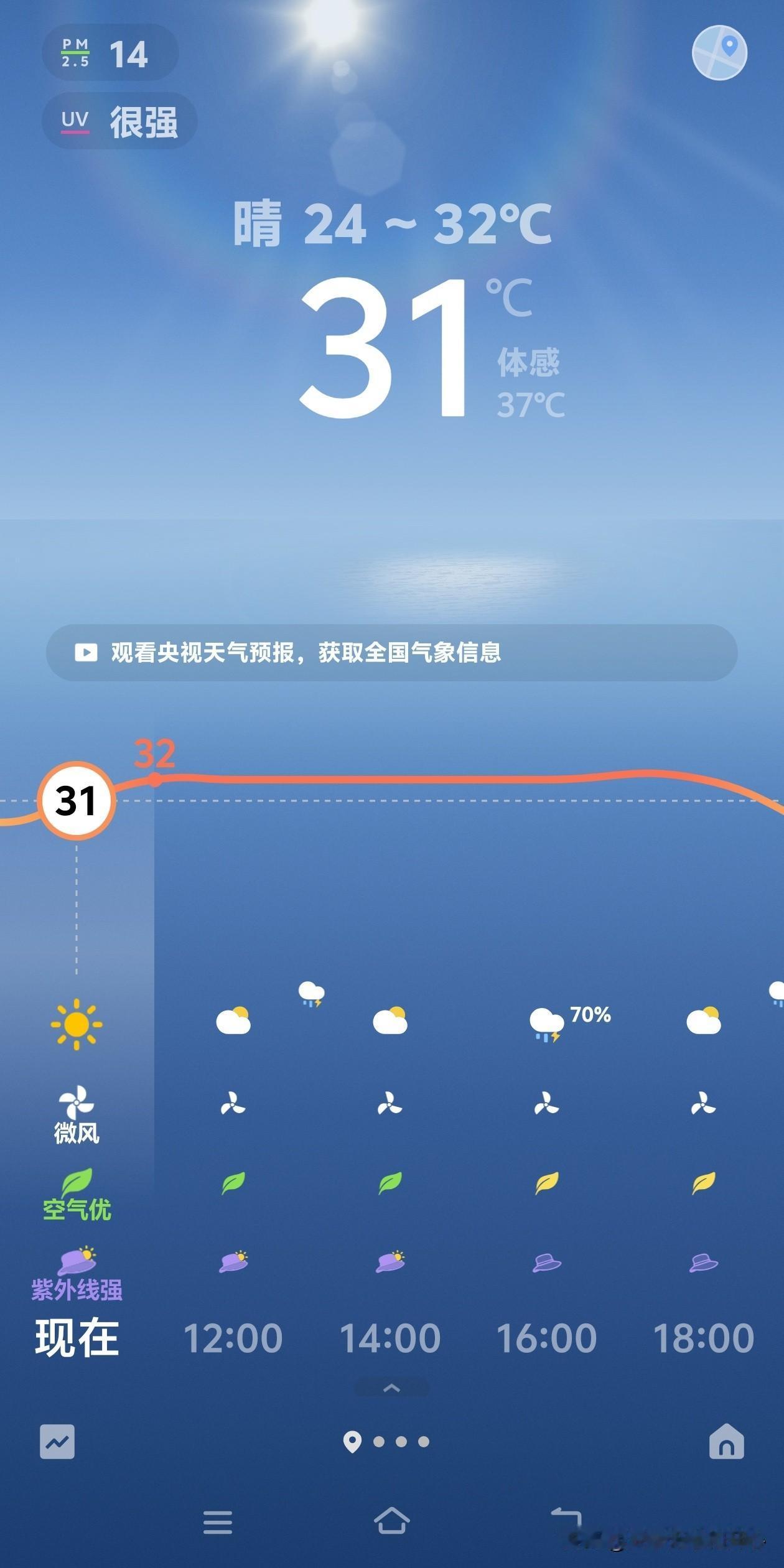 真的搞不懂。
始终不理解，
手机上的天气预报，
温度报告总是两个，
一个是气温，