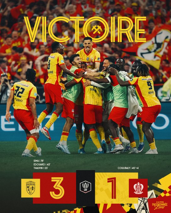 经过120年的等待…… 🏆朗斯俱乐部赢得了历史上首个法国杯！！！ 