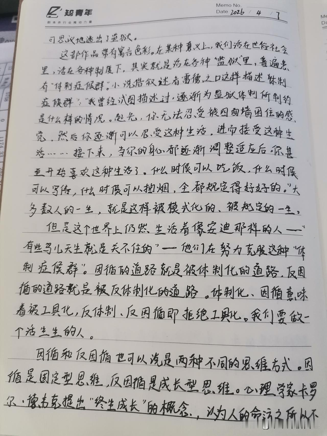 说到体制症候群（被规划好的，被模式化的一生），我这个在体制内工作的工具人比较有的