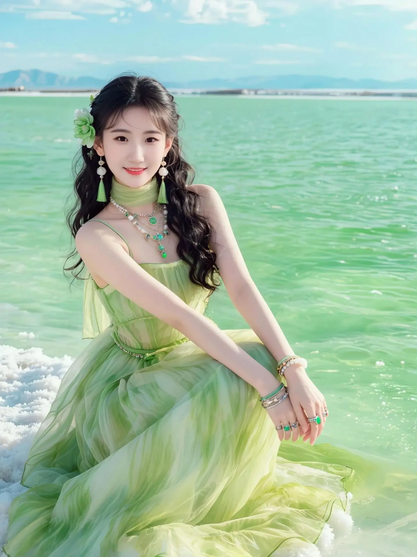 AI清新盐湖写真 ai创作